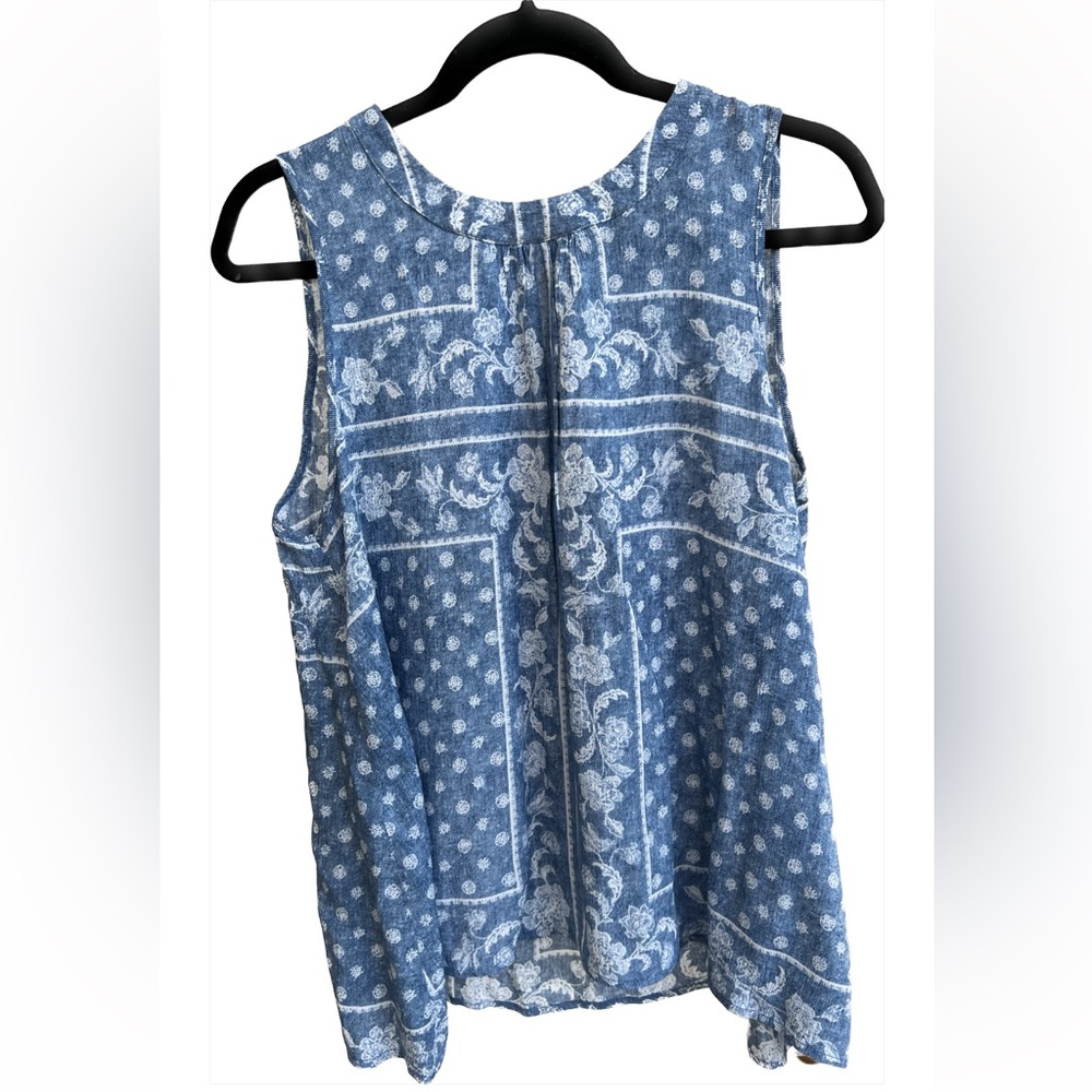 Monteau Denim Blue Floral Kerchief Tank Top (Large)